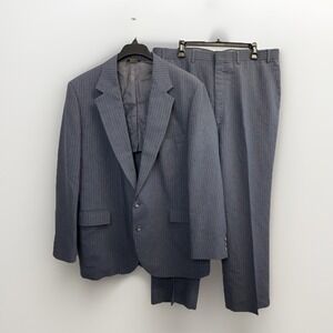 Vintage Kuppenheimer 2 Pc Suit Mens Blazer Jacket 44R Pants 38X29 Blue Striped